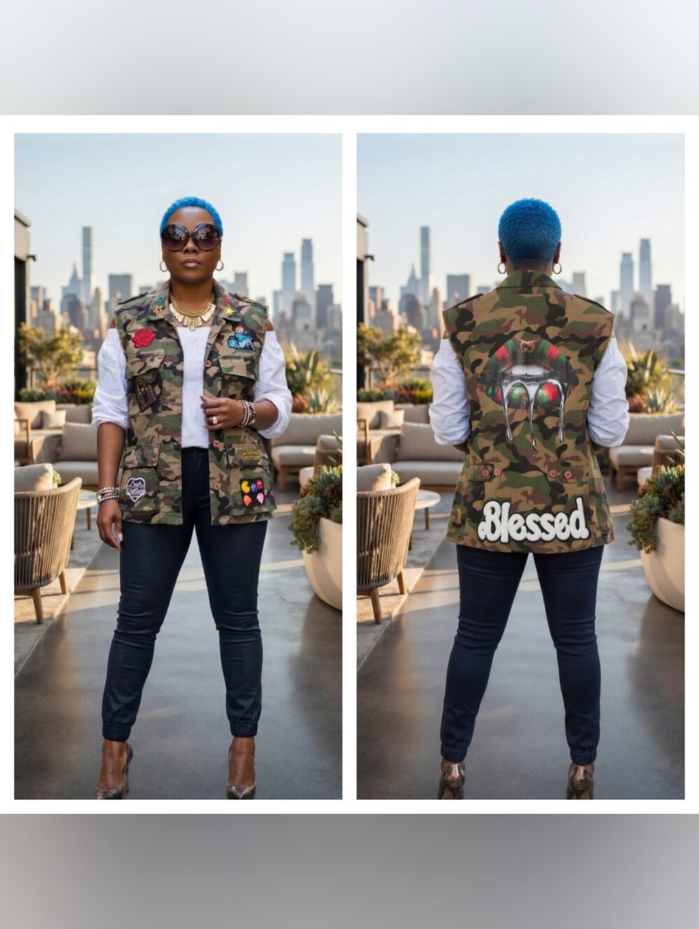 HANDMADE Camouflage Patchwork Utility Vest